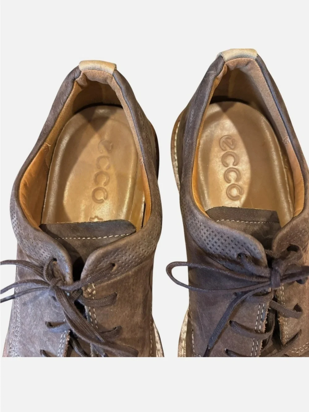 Ecco Men's Jeremy Brown Leather Oxford Lace Up Nubuck US Size 11 EU 45 Coffee